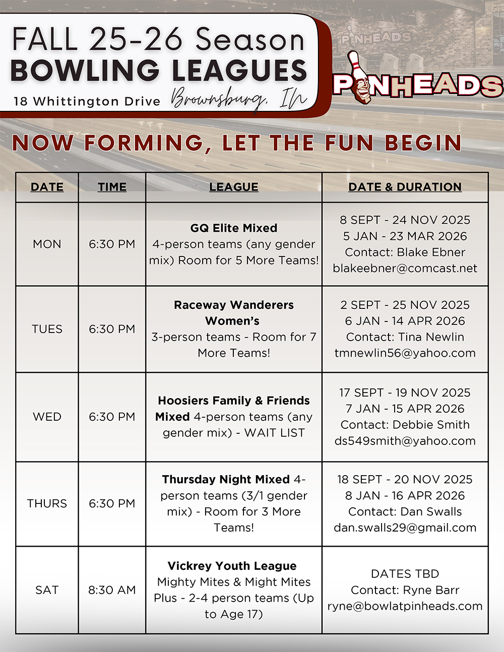 Brownsburg Fall Leagues 2025