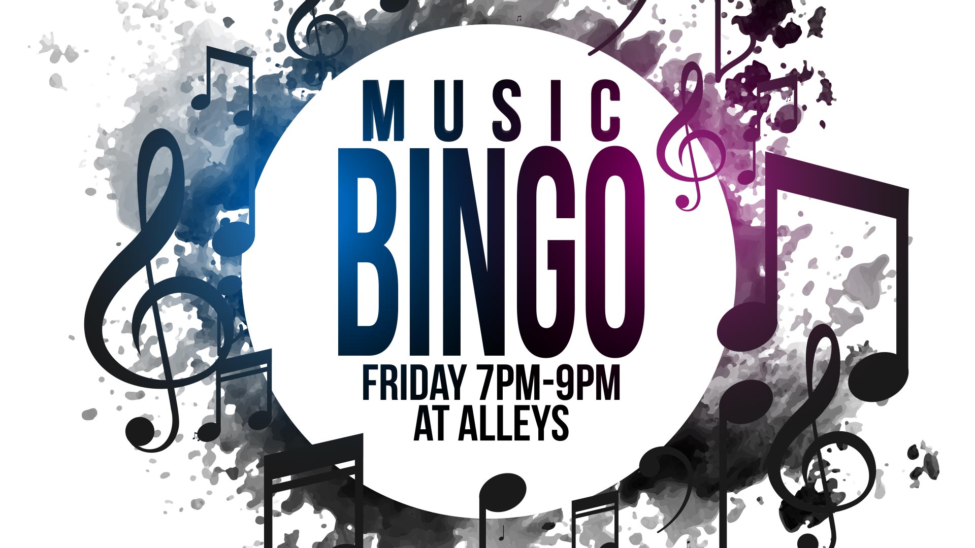 Music Bingo Fridays 7-9 at Alleys Alehouse